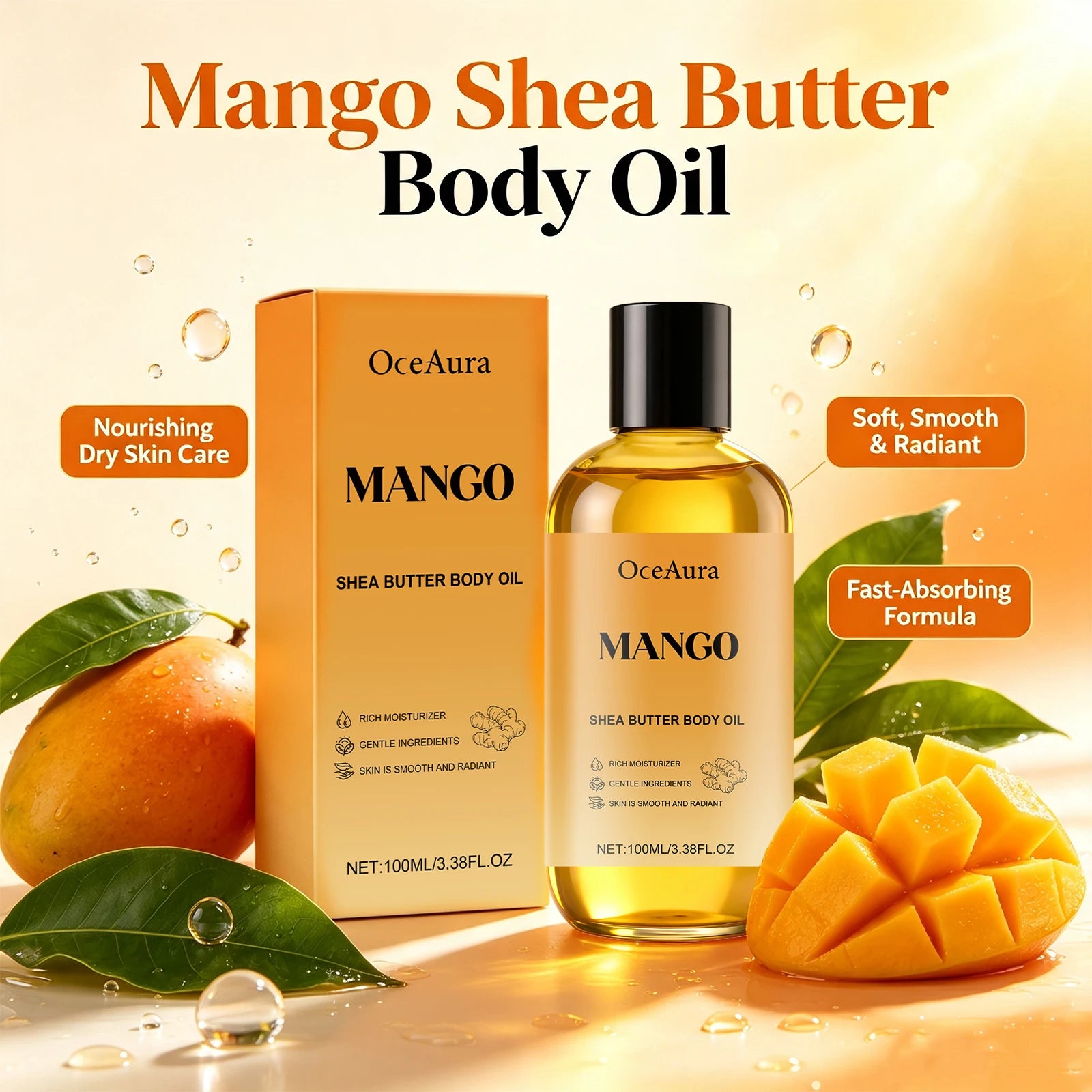 Mango Shea Butter Nourishing Body Oil for Dry Skin - 2