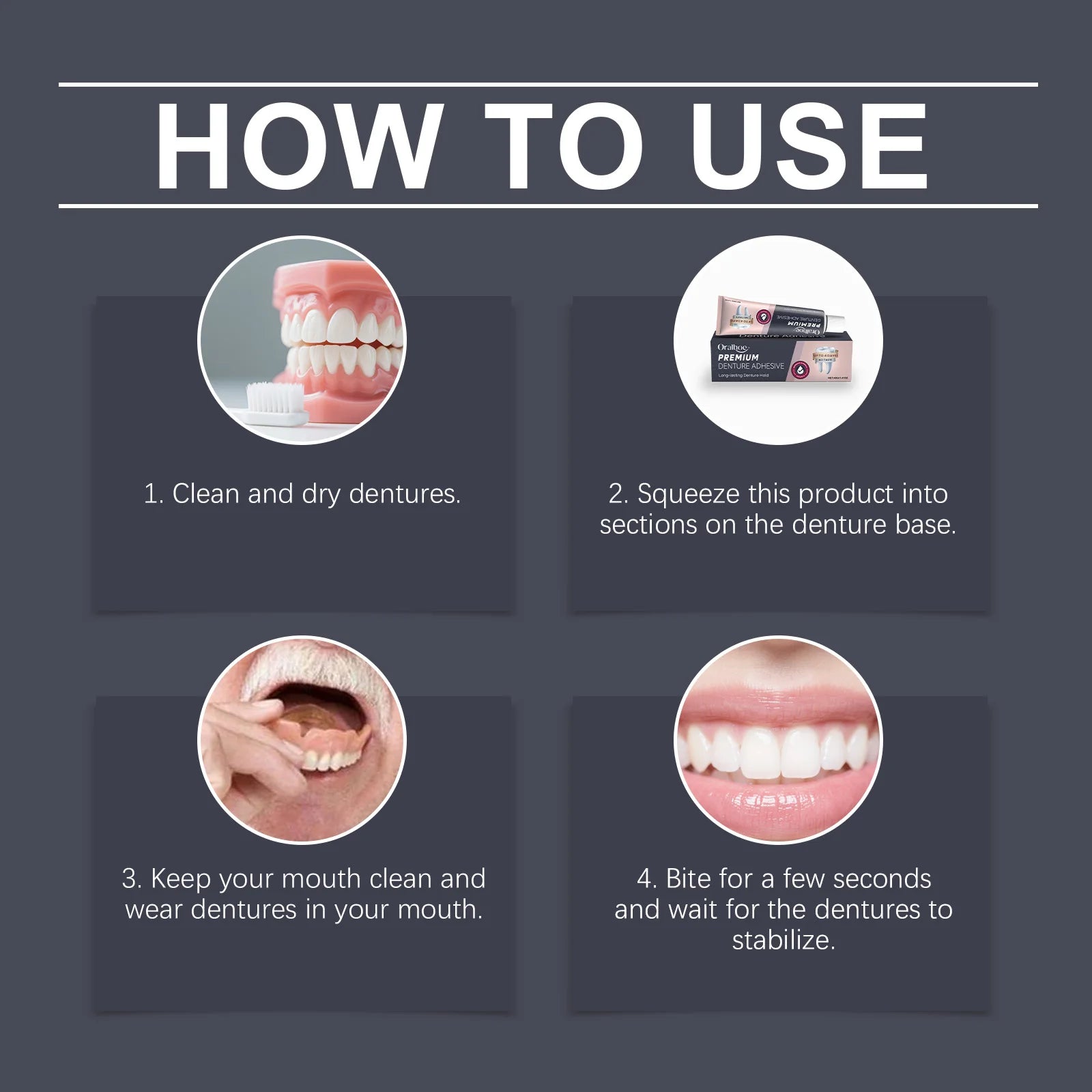 Waterproof Zinc-Free Denture Adhesive Cream - 3