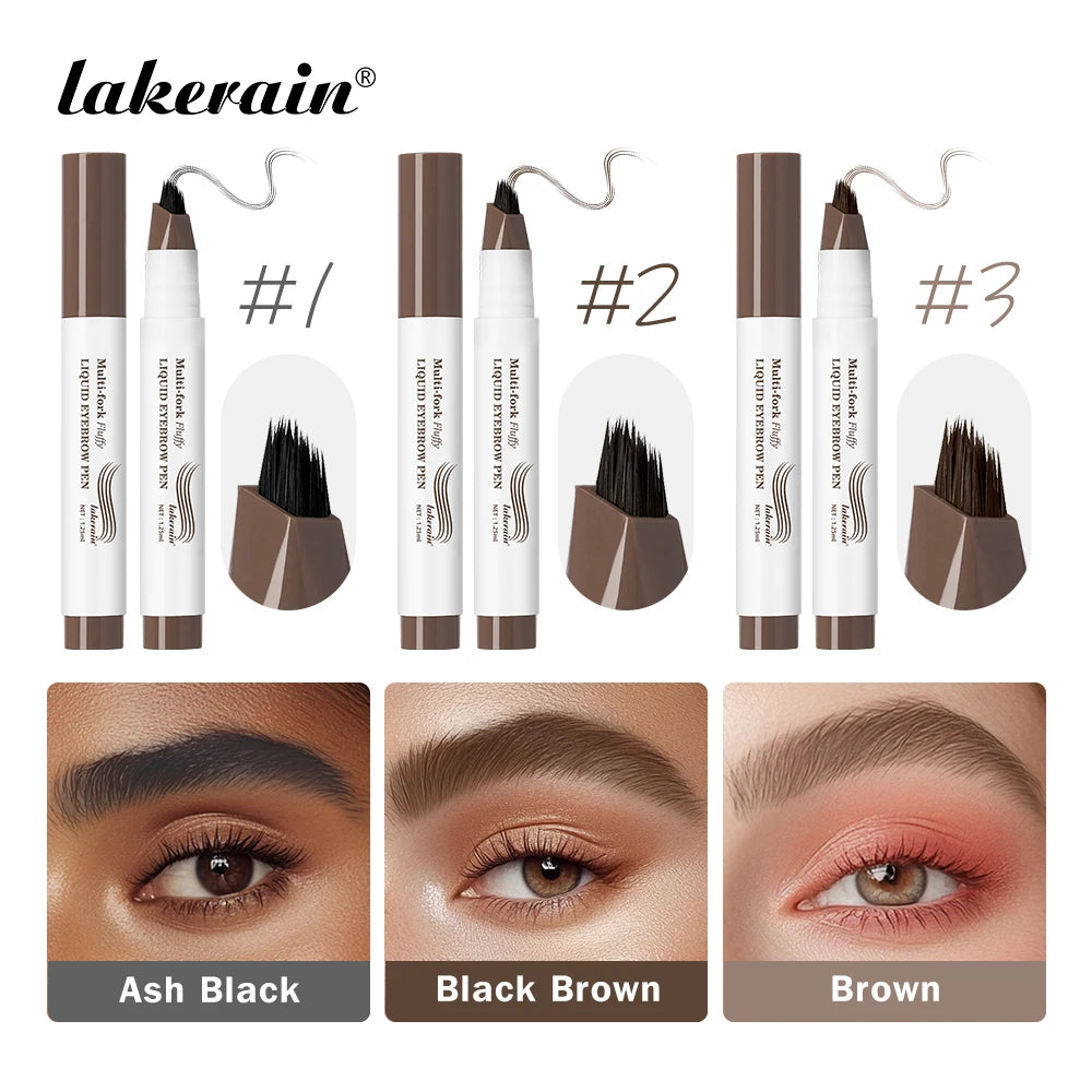 Waterproof Multi-Fork Liquid Eyebrow Pen for Natural Brows