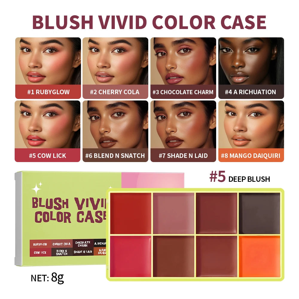 8-Color Cream Highlighter and Blush Makeup Palette - 26