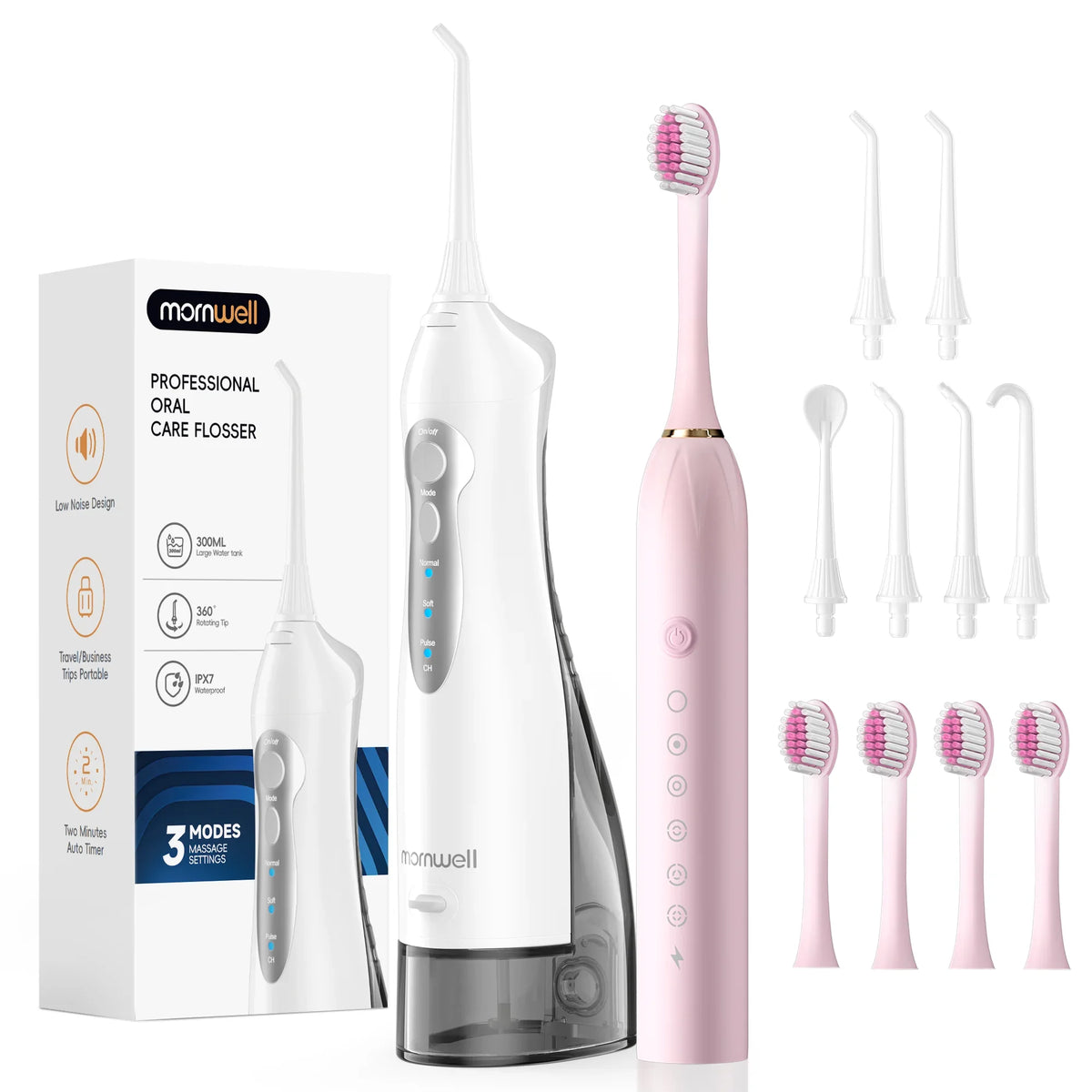 Portable Cordless Water Flosser and Electric Toothbrush Combo