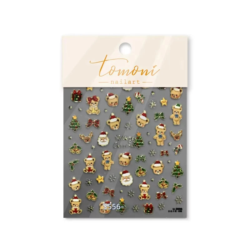 3D Christmas Cartoon Nail Art Sticker Decals