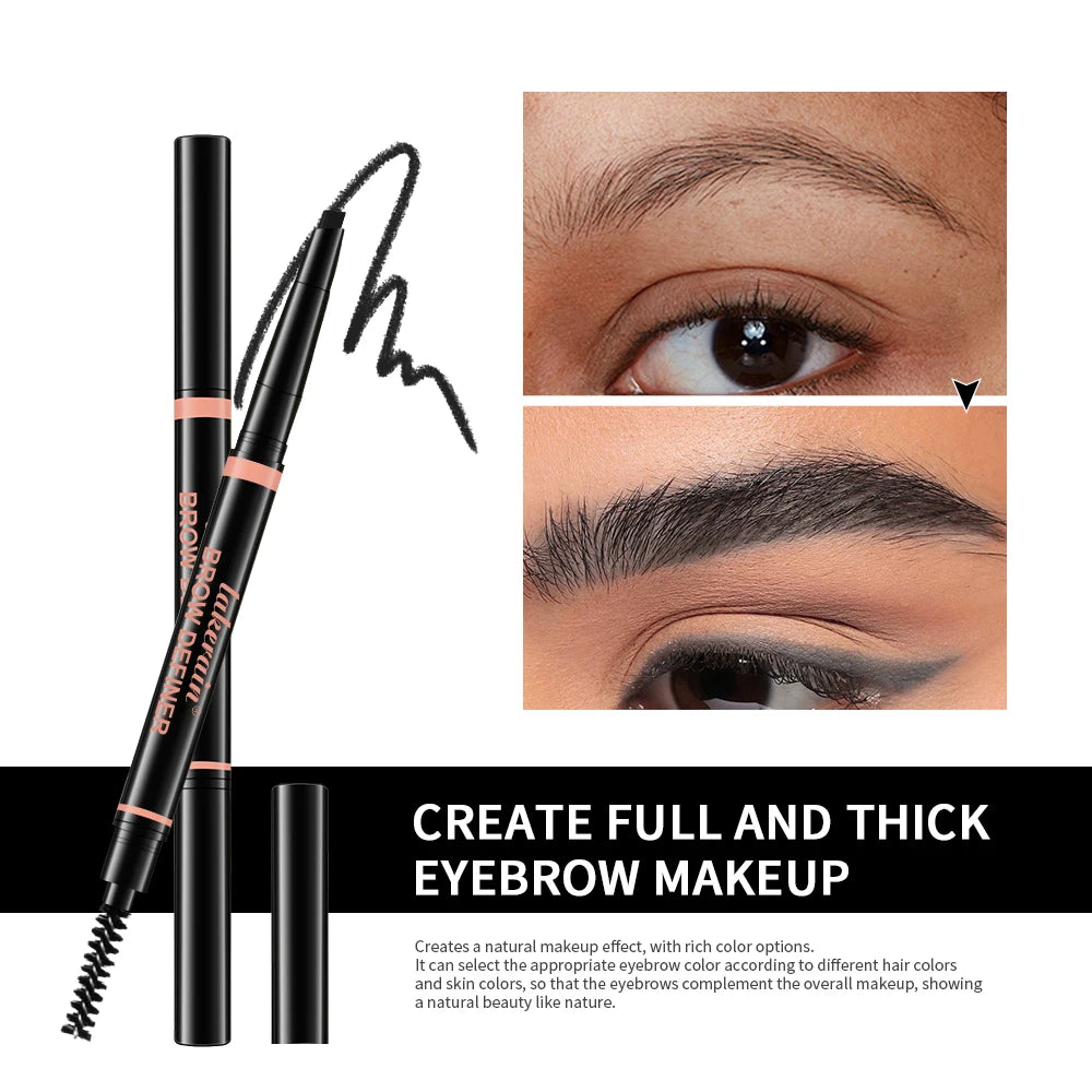 Waterproof Triangular Tip Eyebrow Pencil with Grooming Brush - 2