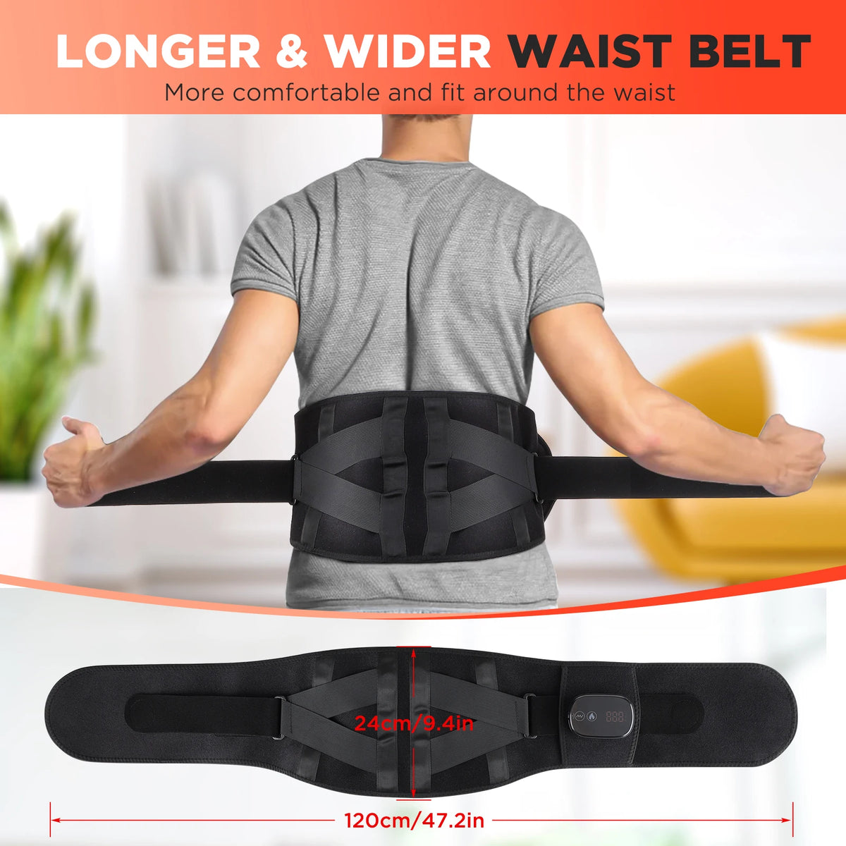 Cordless Heated Vibration Back Massage Belt