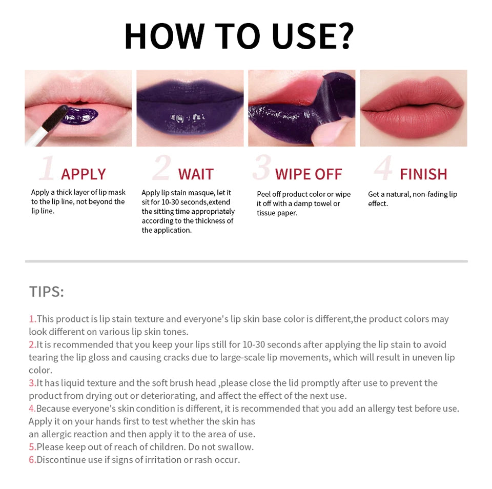 Waterproof Peel-Off Lip Stain Set