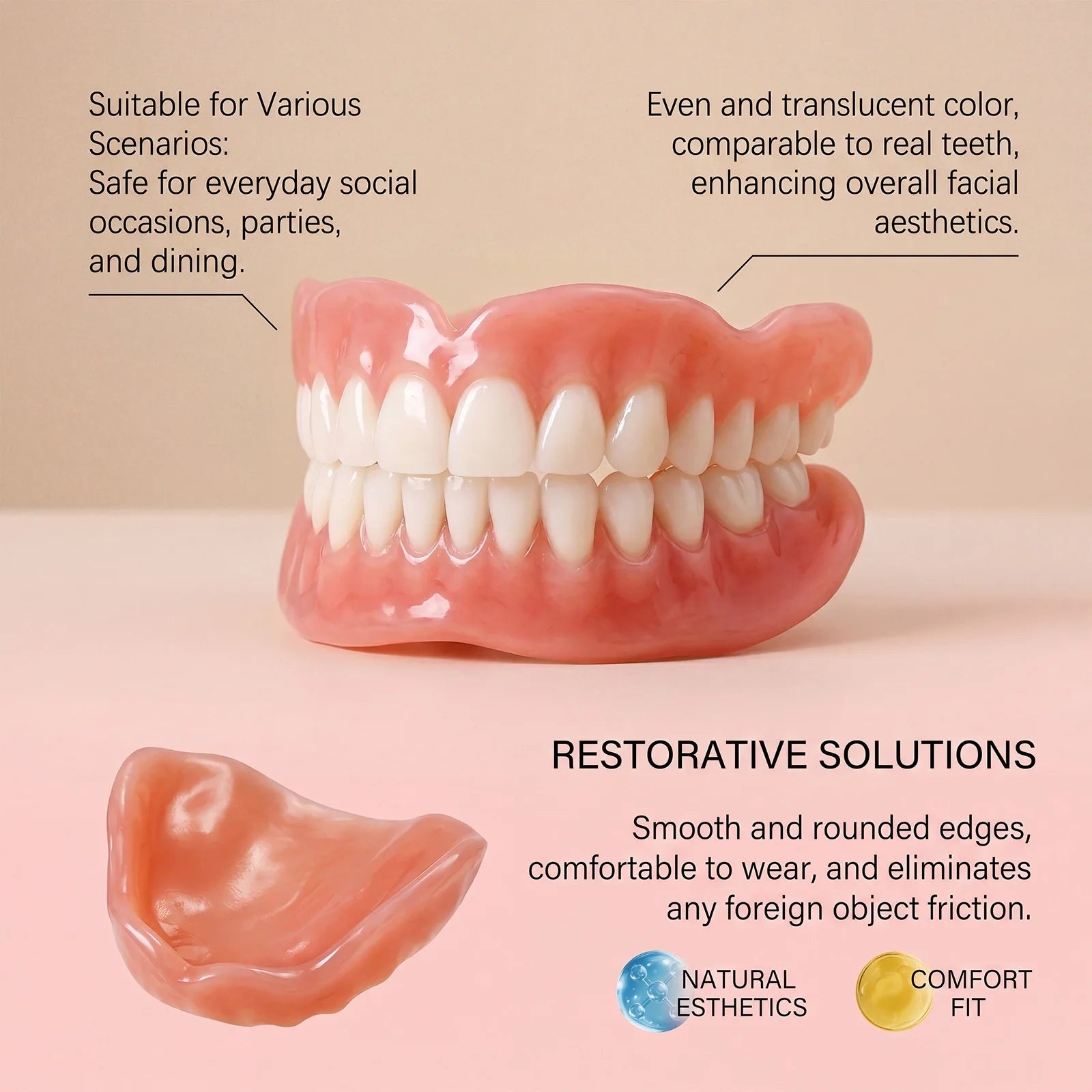 Comfort Fit Silicone Upper and Lower Denture Set for Daily Use - 6
