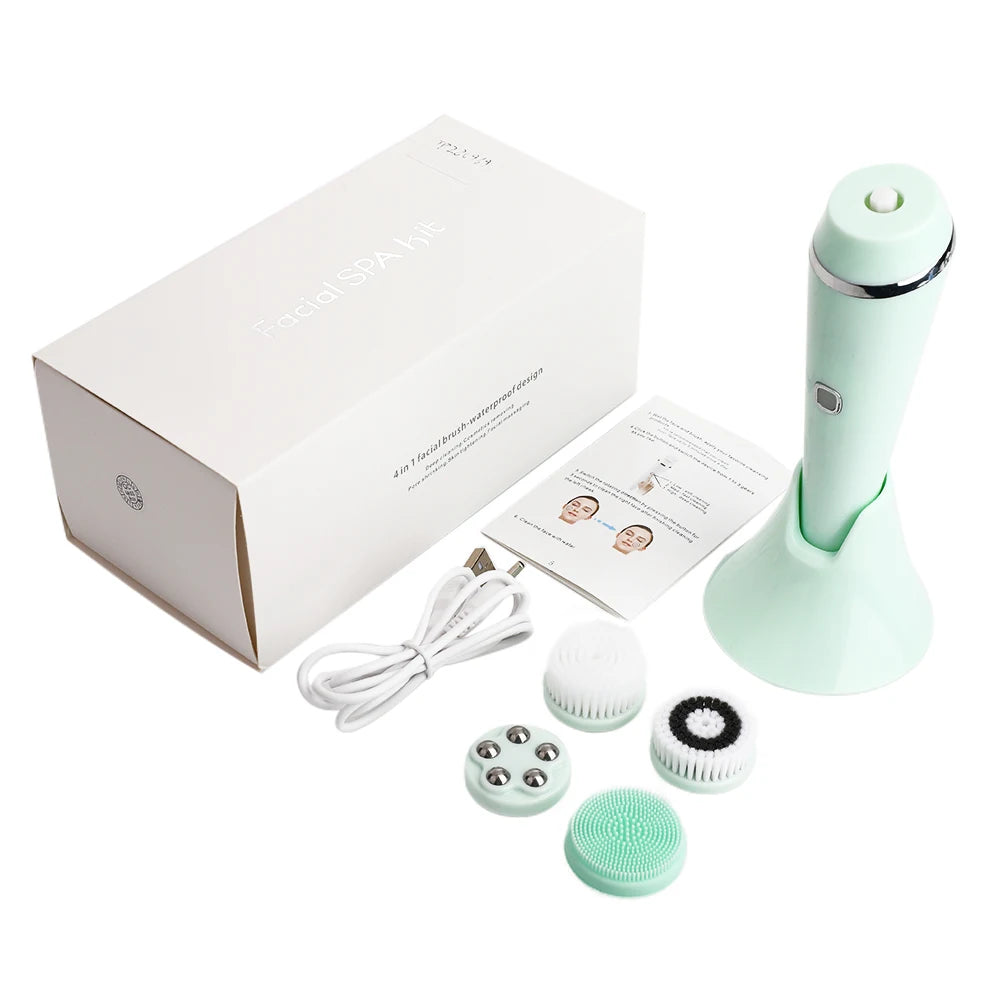 4-in-1 Electric Rotating Facial Cleansing and Massage Brush