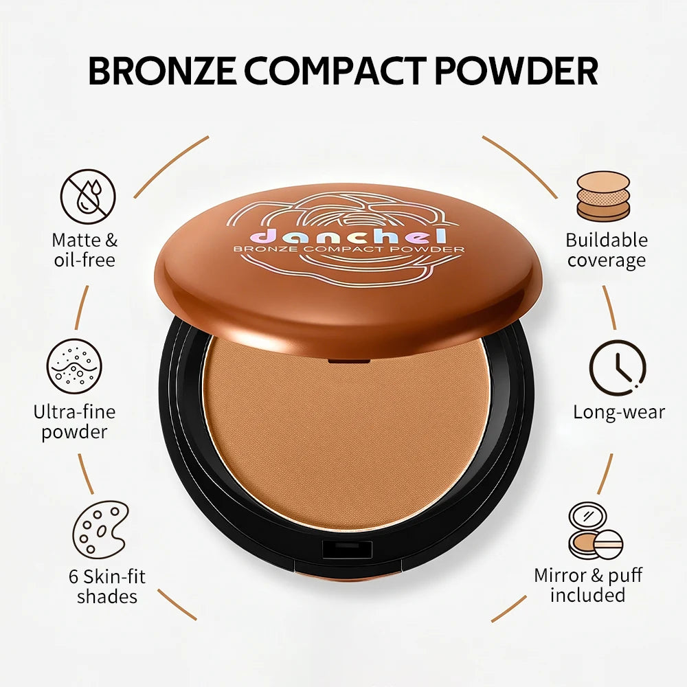 6-Color Matte Bronzer Pressed Powder for Natural Sun-Kissed Glow - 2