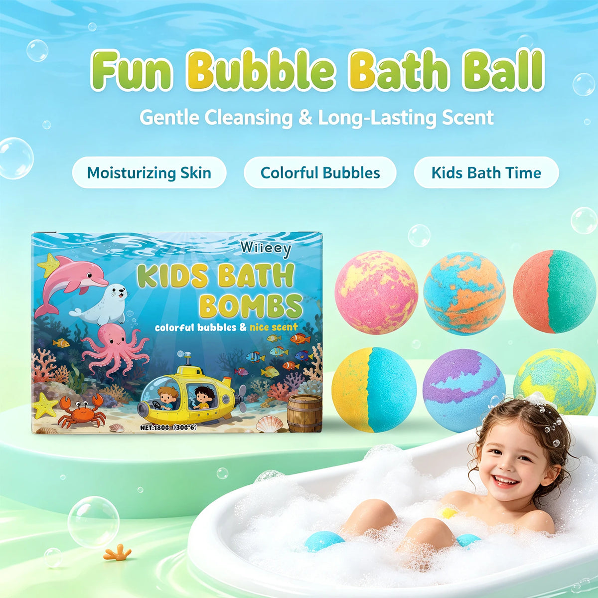 Kids Moisturizing Fizzy Bath Bomb Set