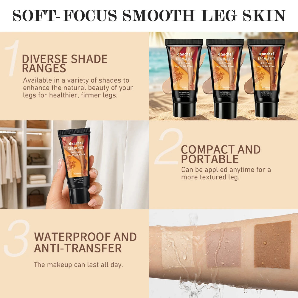 Waterproof Leg Foundation and Body Makeup with Application Glove