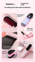 Fast-Heating Ionic Hair Straightening Brush for Frizz-Free Styling