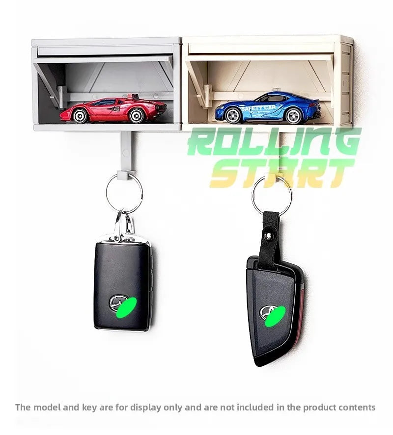 1:64 Scale Model Car Garage Wall Key Holder with Display Shelf - 2