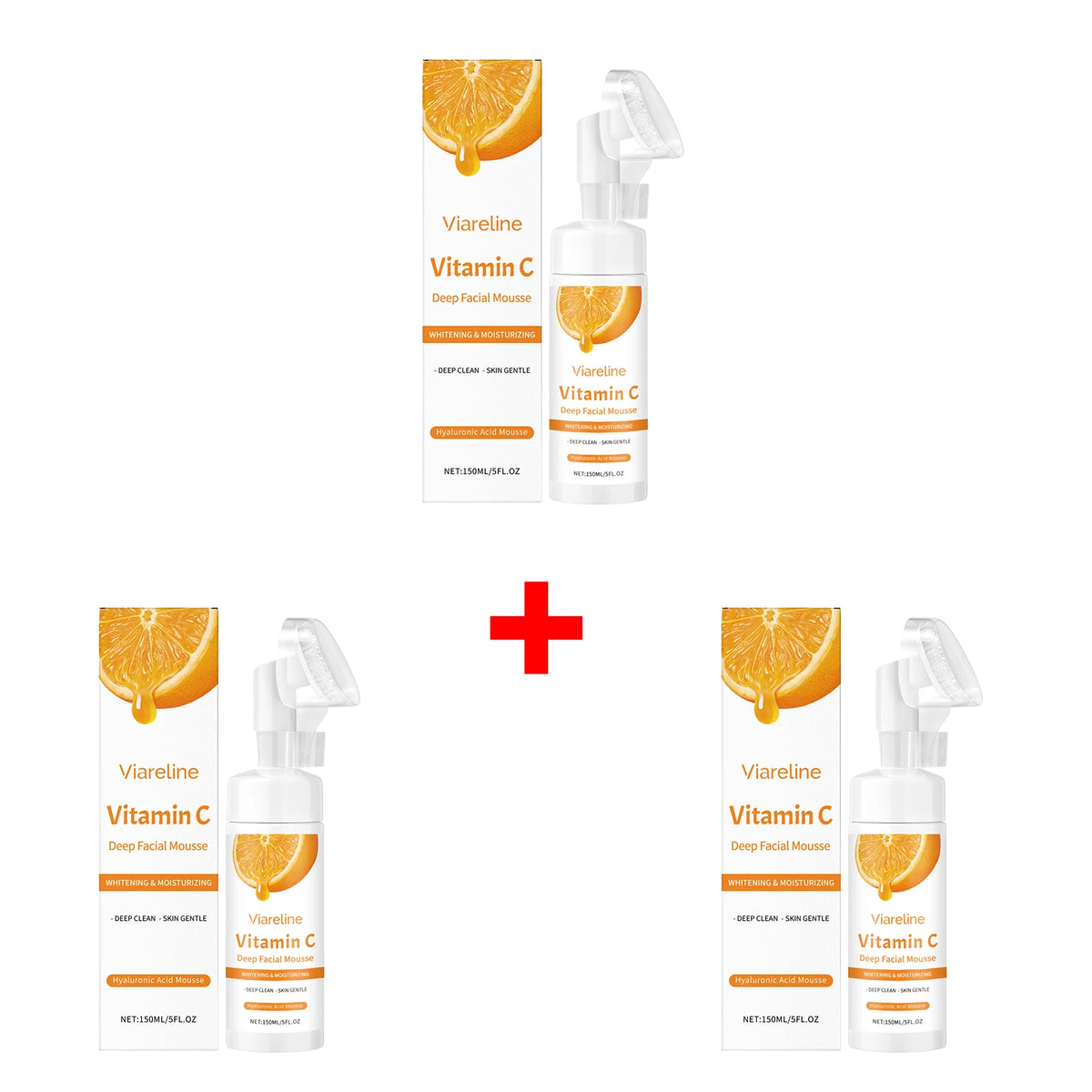 Vitamin C Brightening Facial Cleansing Foam with Built-in Brush
