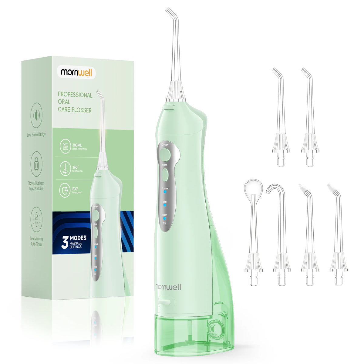 Portable Cordless Water Flosser with 6 Jet Tips and 3 Modes