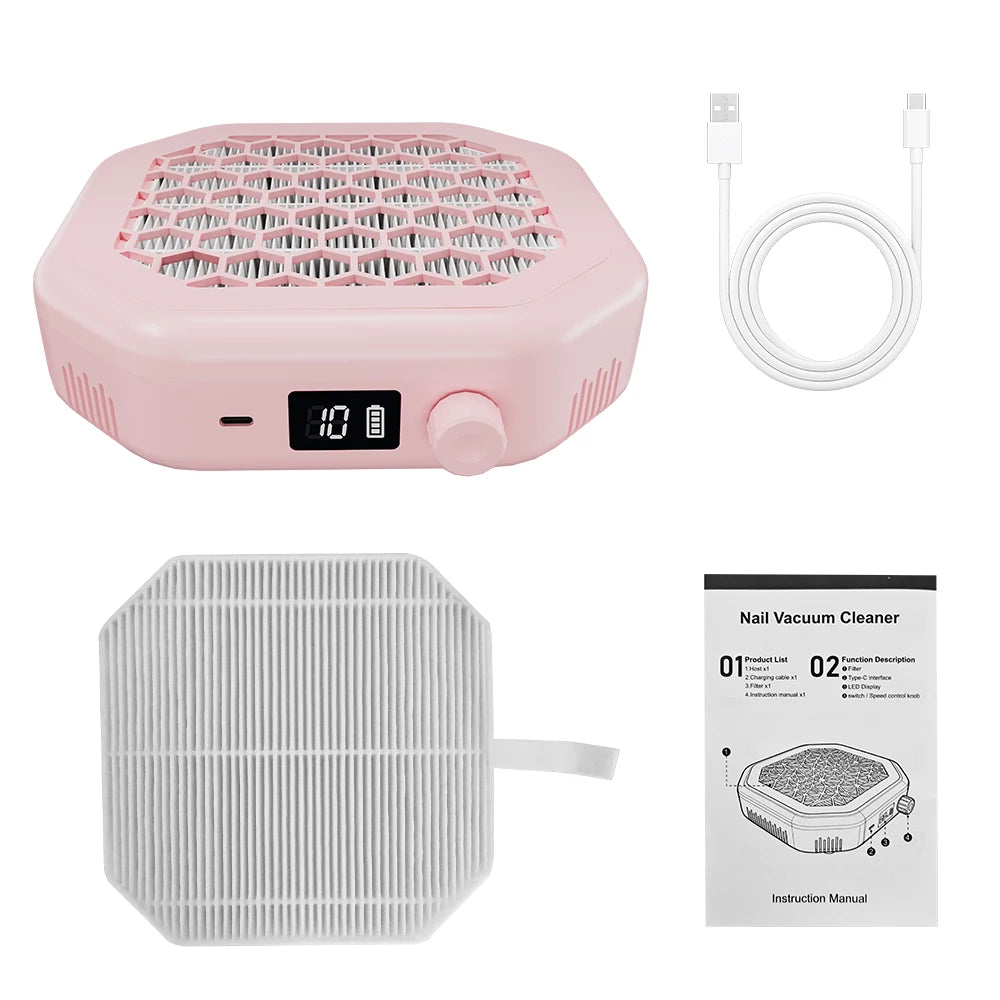 Professional Cordless Nail Dust Collector with Powerful Suction