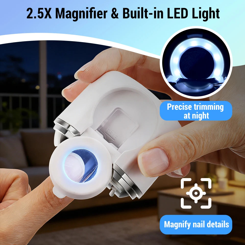 Electric Automatic Nail Clipper with Magnifier and LED Light