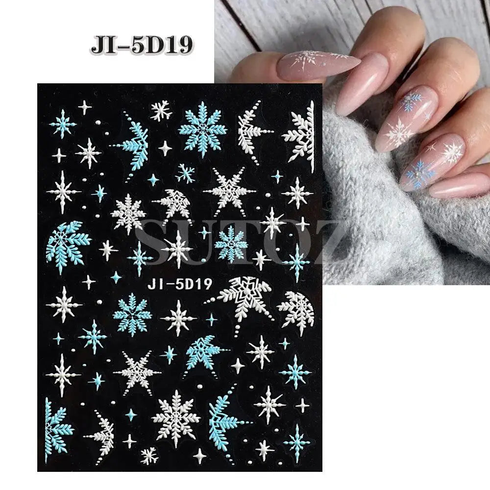 5D Embossed Christmas Nail Art Stickers