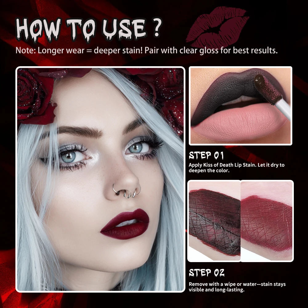Long-Lasting Bloody Lip Stain for Halloween and Gothic Makeup
