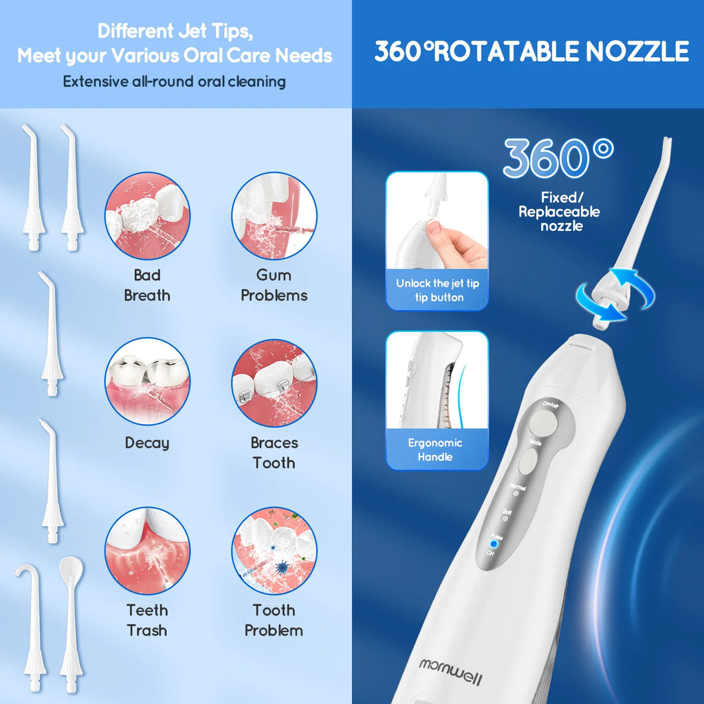 Portable Electric Water Flosser and Teeth Whitening Kit
