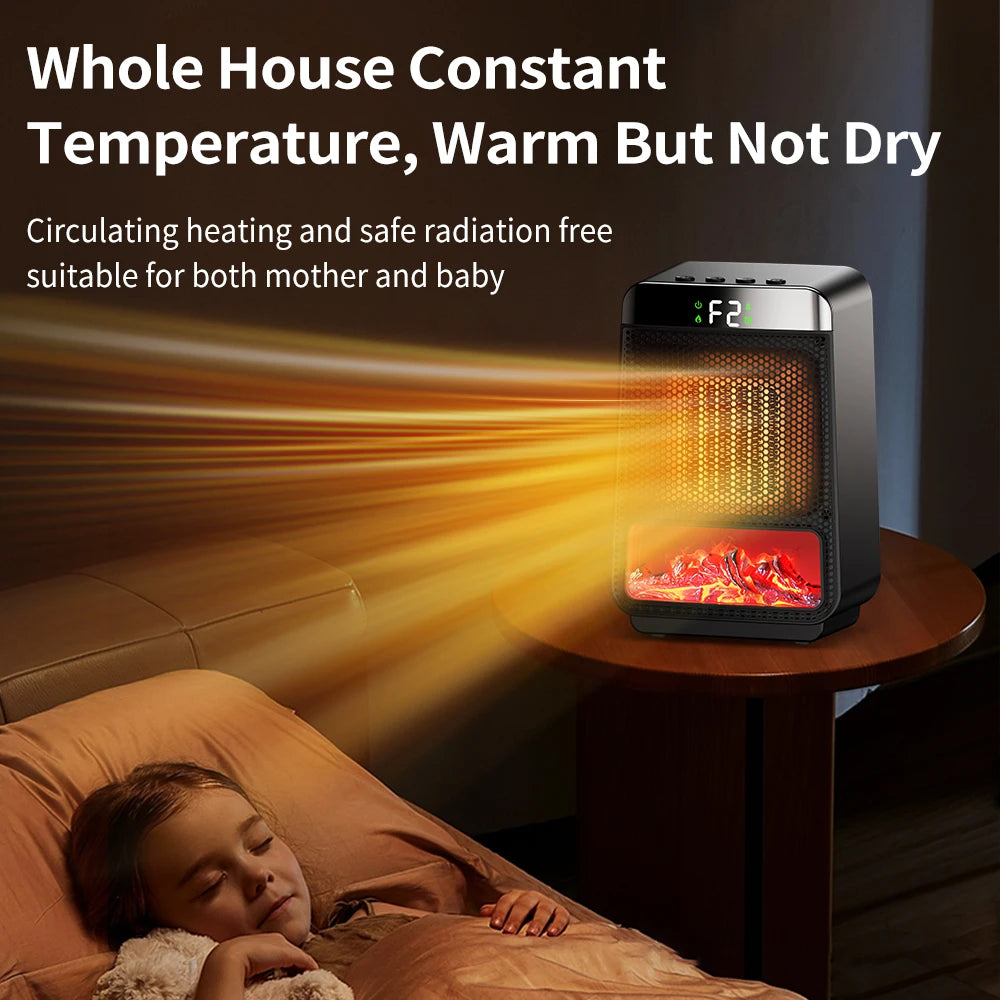 Portable PTC Ceramic Desktop Heater with Timer and Digital Display - 16