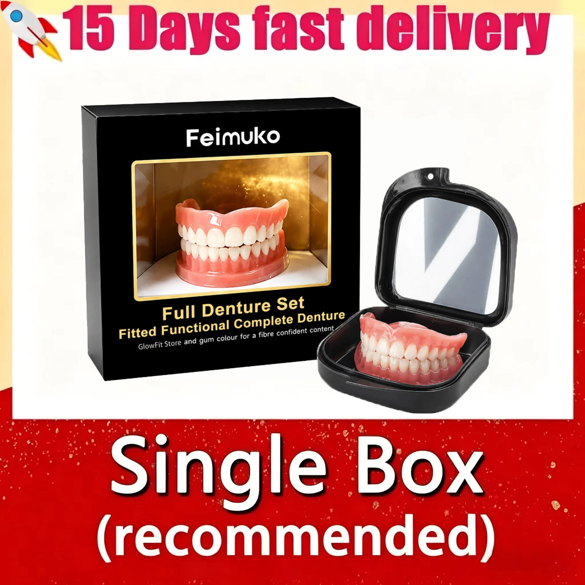 Full Mouth Denture Set with Portable Storage Case
