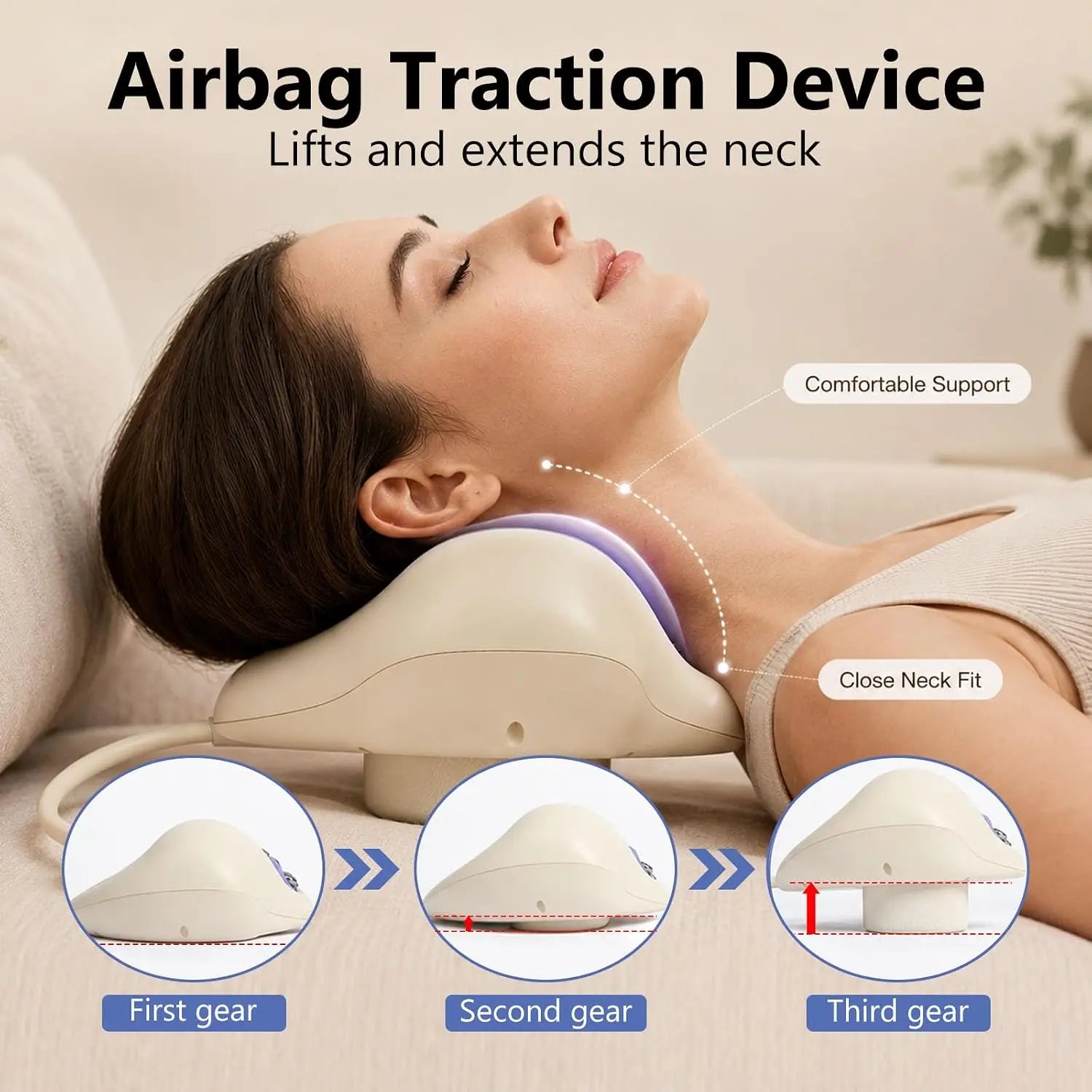 4-in-1 Rechargeable Neck Massage Pillow with Cervical Traction - 4