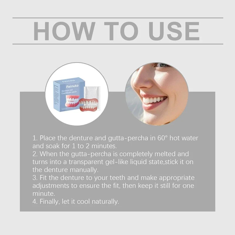 Temporary Cosmetic Denture Set for Instant Smile Restoration