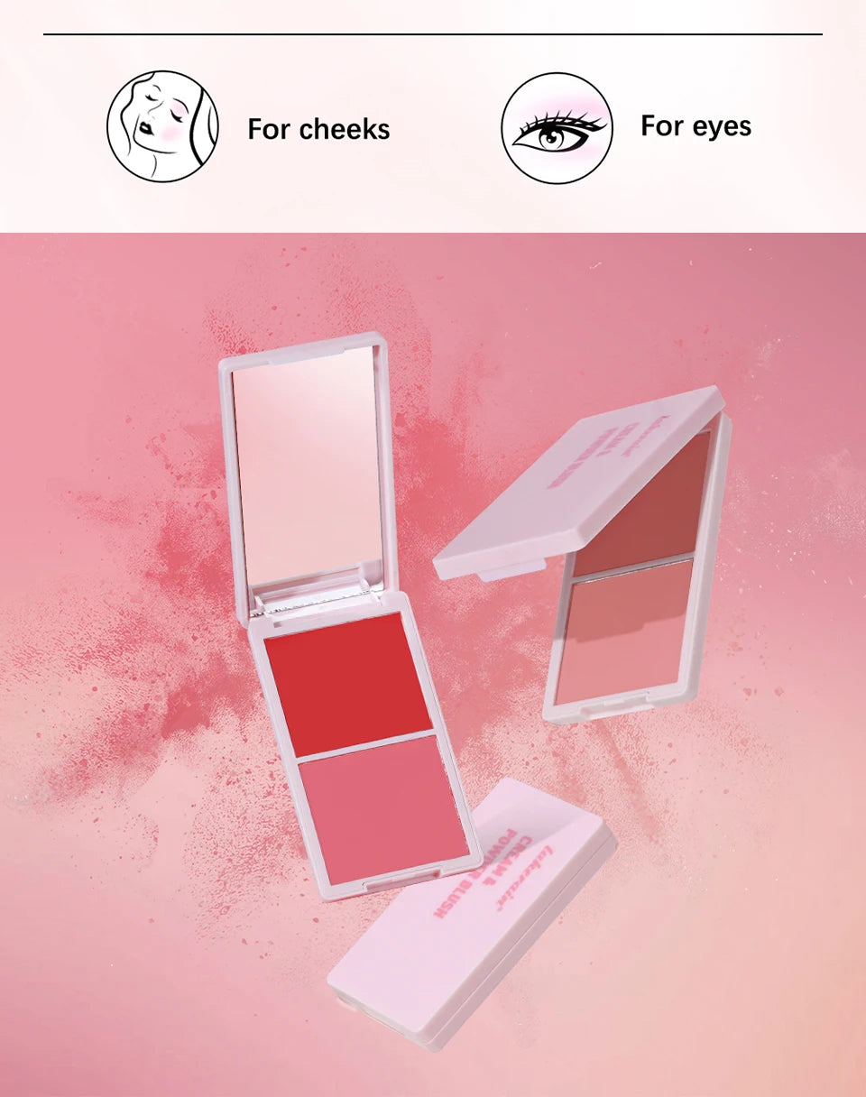 2-in-1 Cream and Powder Blush Palette for Long-Lasting Makeup