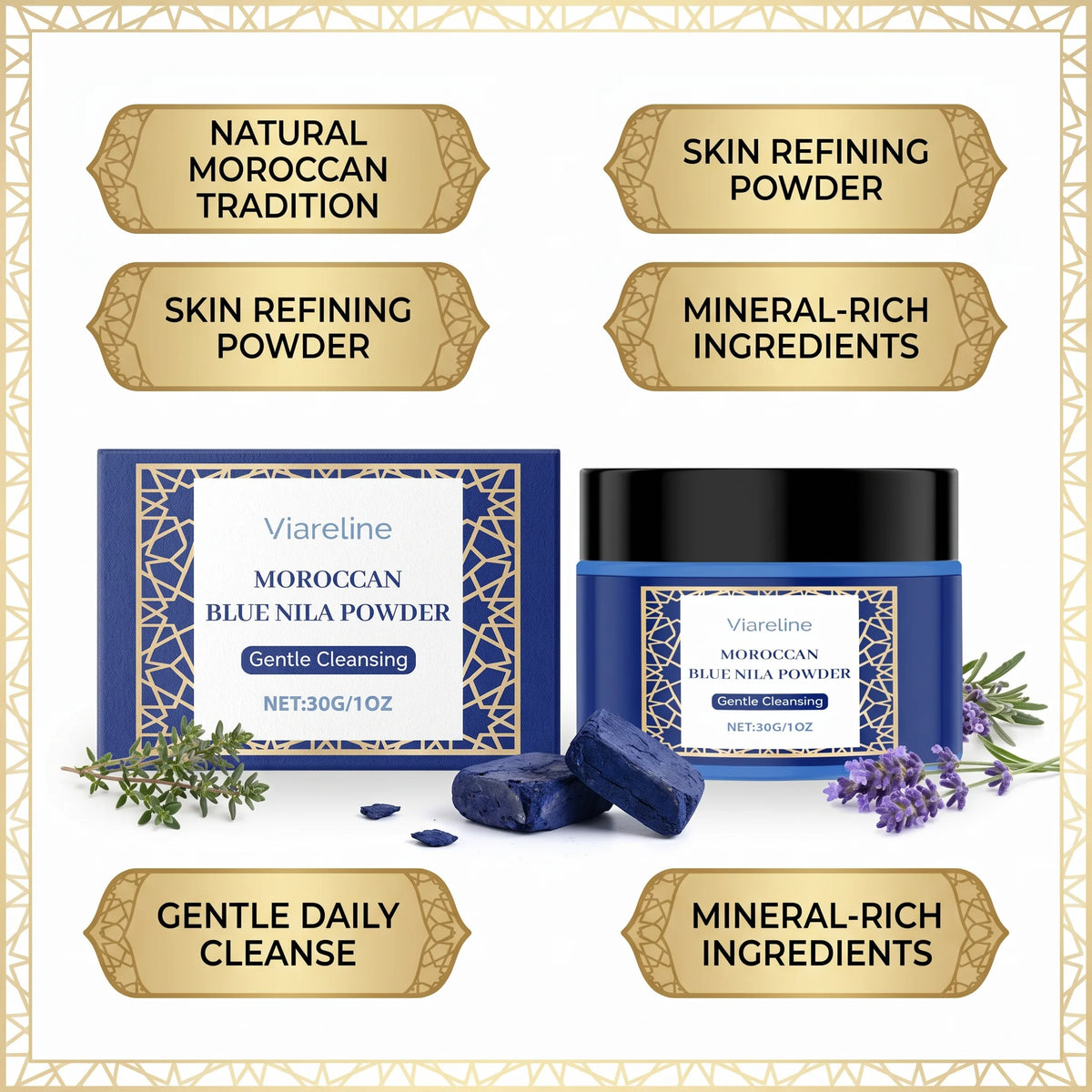 Moroccan Blue Nila Exfoliating Face Mask Powder