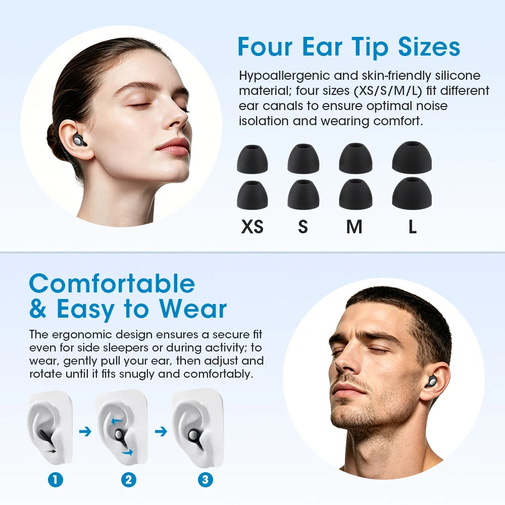 Reusable Noise-Canceling Sleep Earplugs with Storage Case