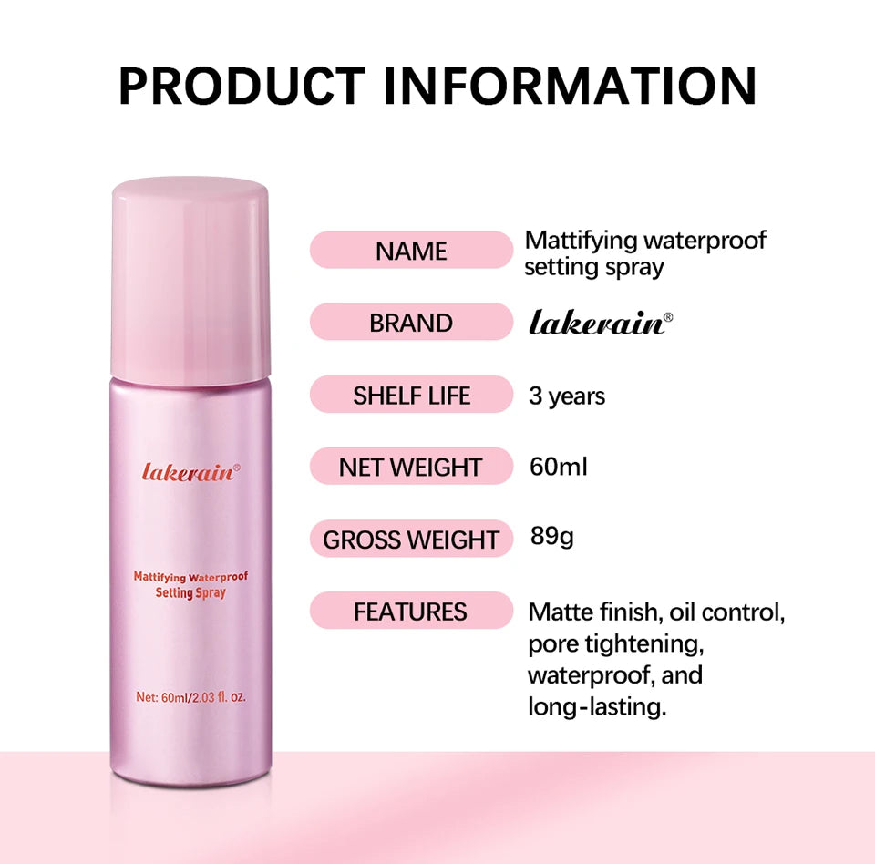 Long-Lasting Mattifying Waterproof Makeup Setting Spray
