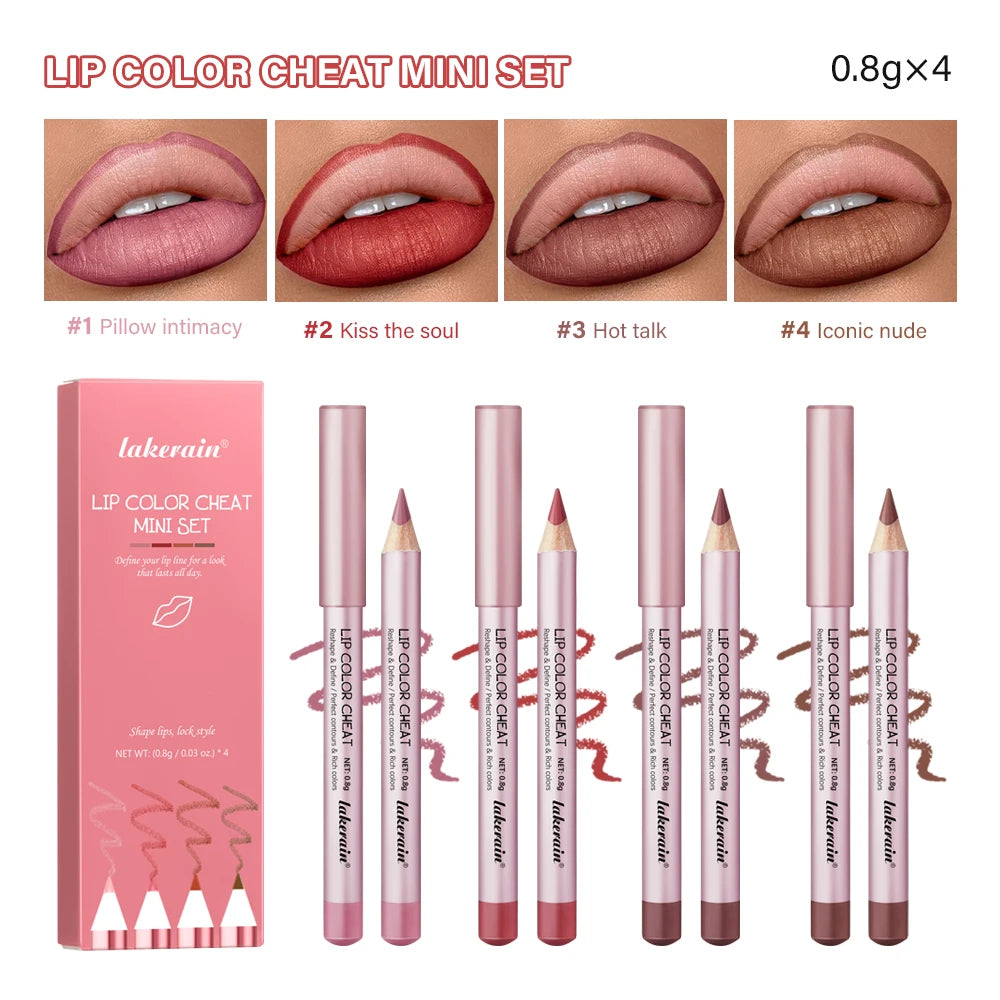 Waterproof Matte Lip Liner Pencil Set for Defined Lips - 24