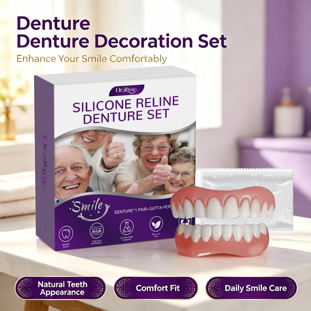 Cosmetic Silicone Denture Set for Natural Smile