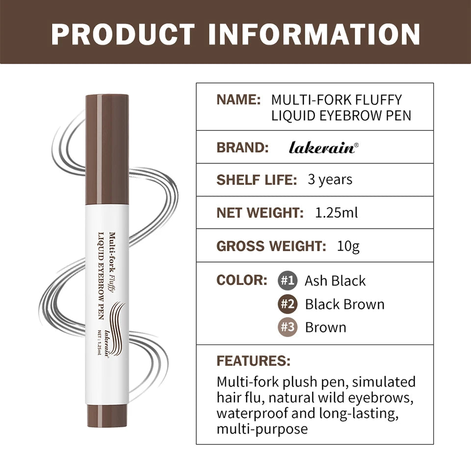 Waterproof Multi-Fork Liquid Eyebrow Pen