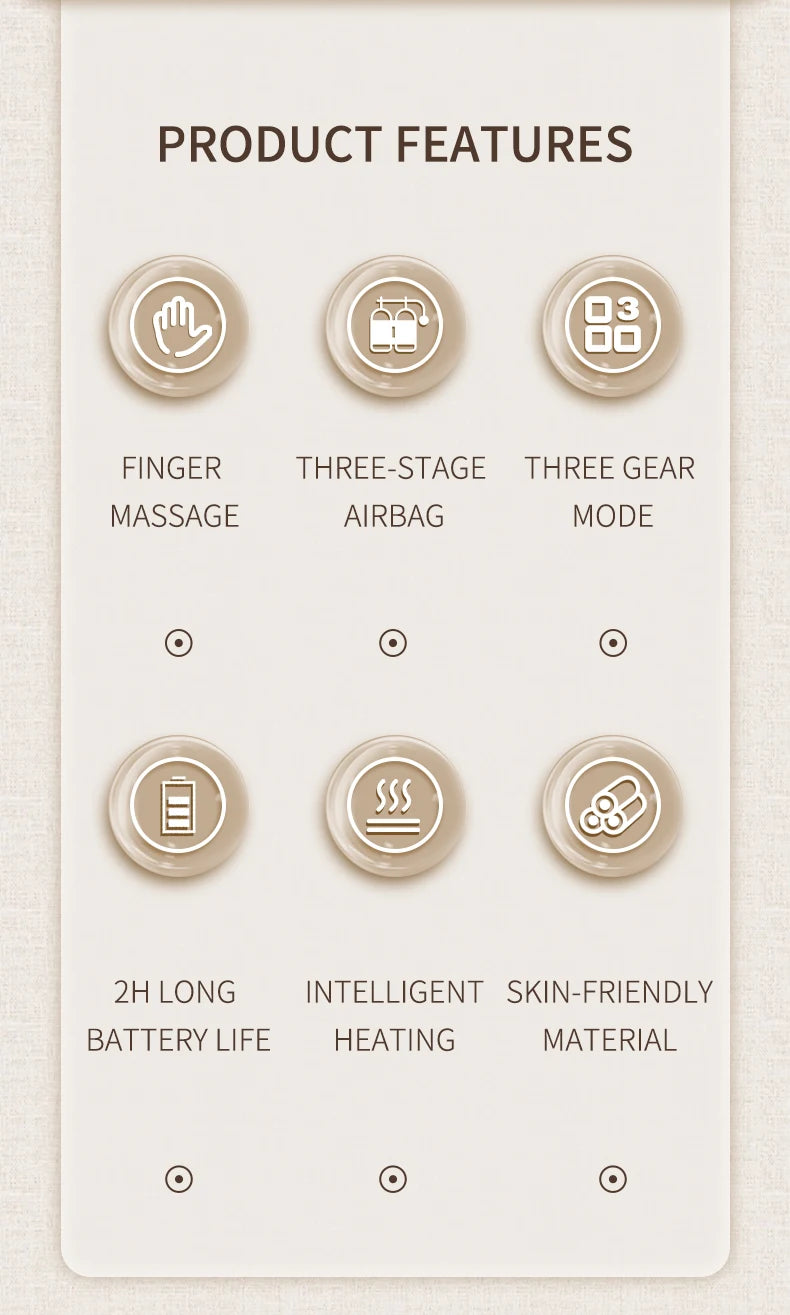 Rechargeable Hand and Wrist Massager with Heat and Air Compression