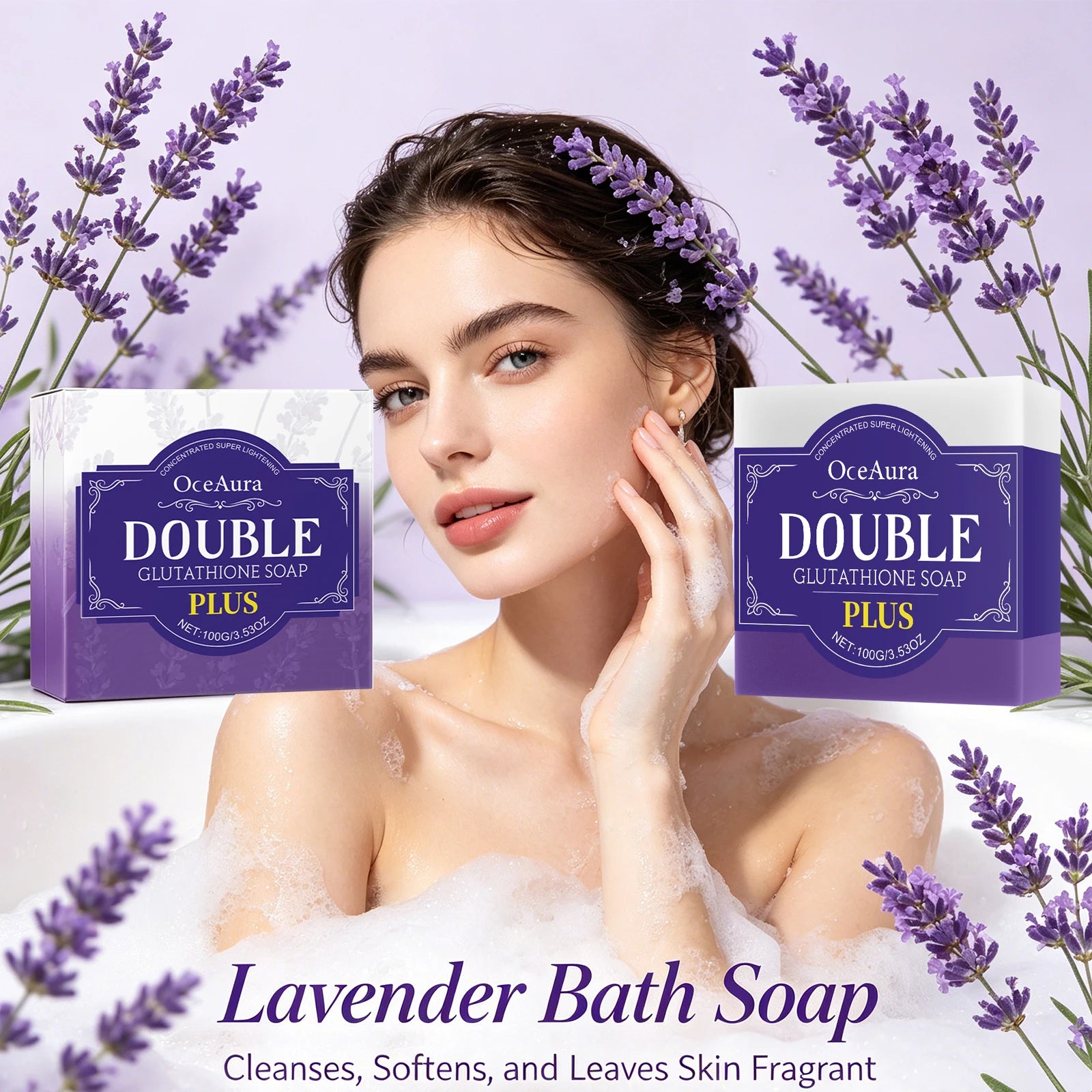Lavender Cleansing Soap Bar for Oil Control and Skin Brightening - 3