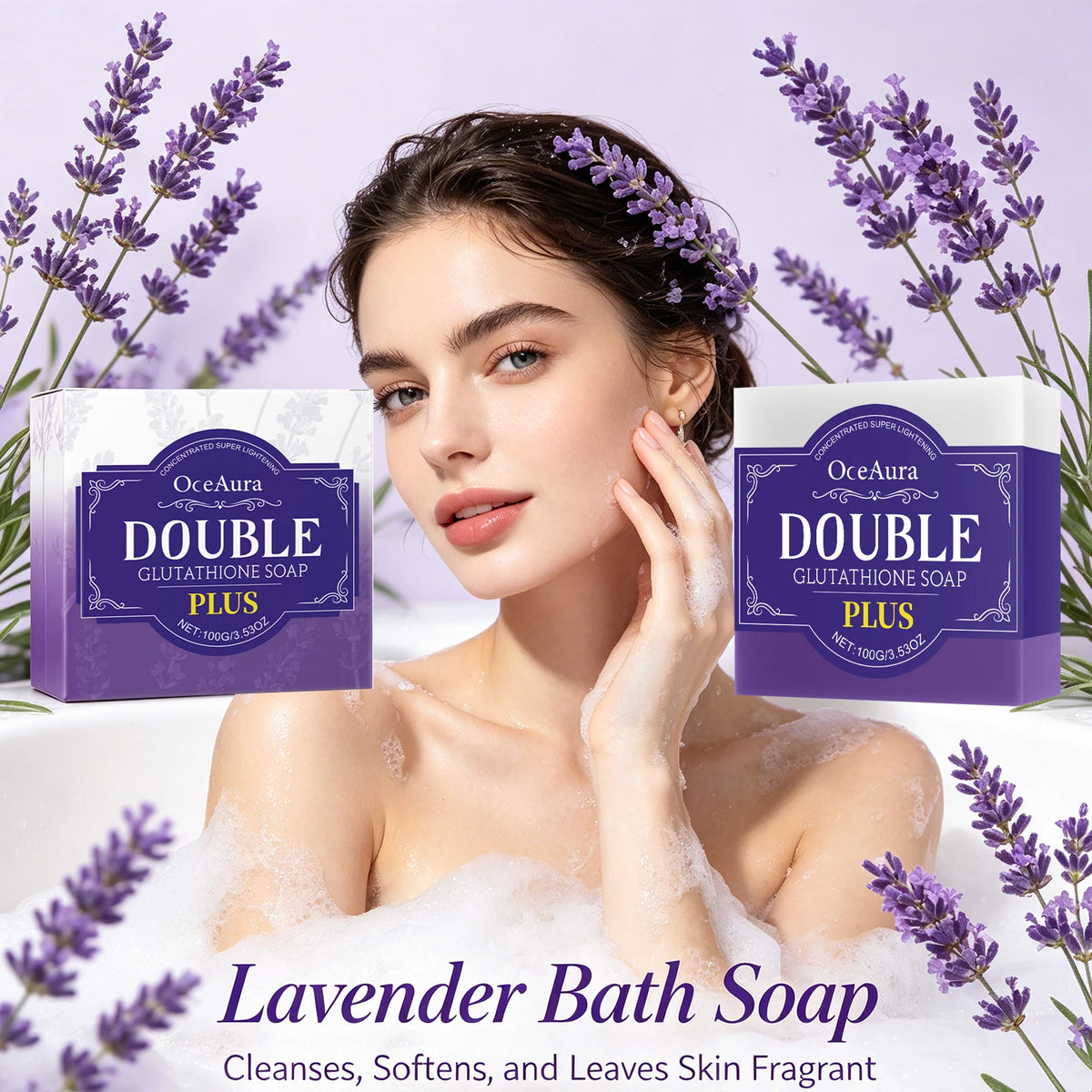 Lavender Cleansing Soap Bar for Oil Control and Skin Brightening