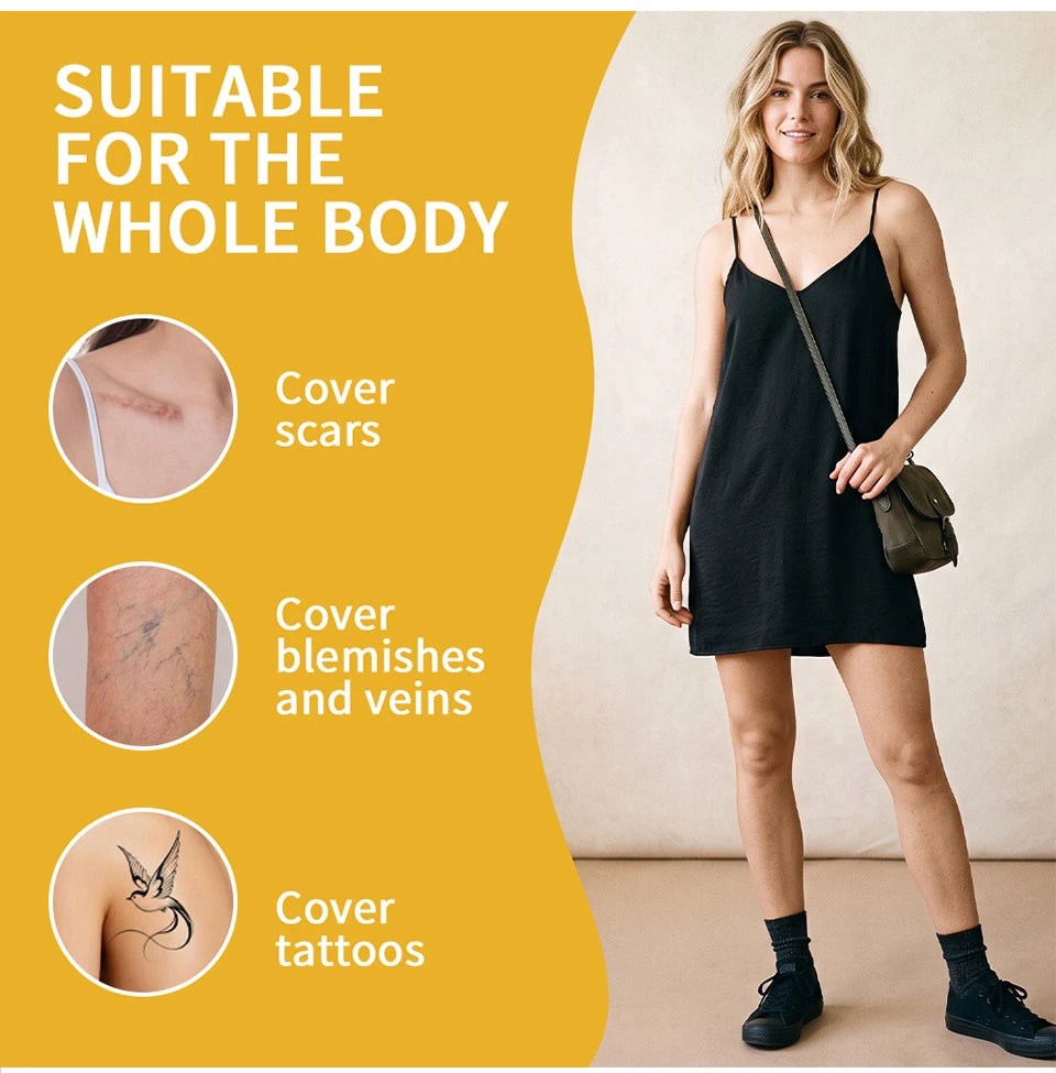 Waterproof Full Coverage Body Concealer for Scars, Tattoos and Veins