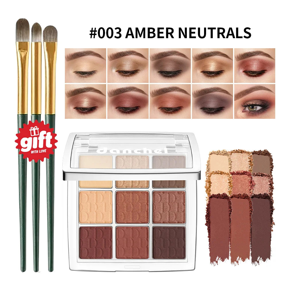9-Color Beginner Friendly Eyeshadow Palette with Brush