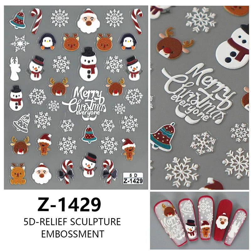 3D Christmas Cartoon Nail Art Sticker Decals