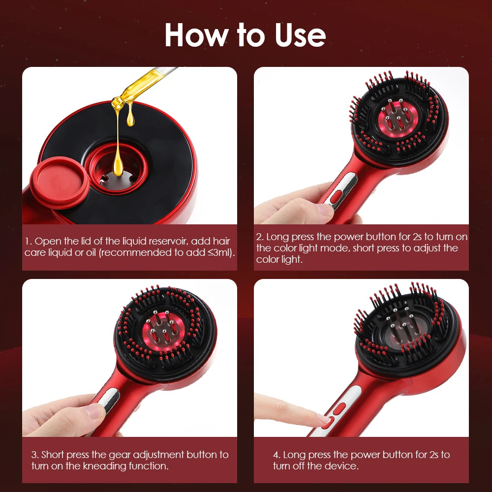 Electric Scalp Massage Comb with Liquid Applicator