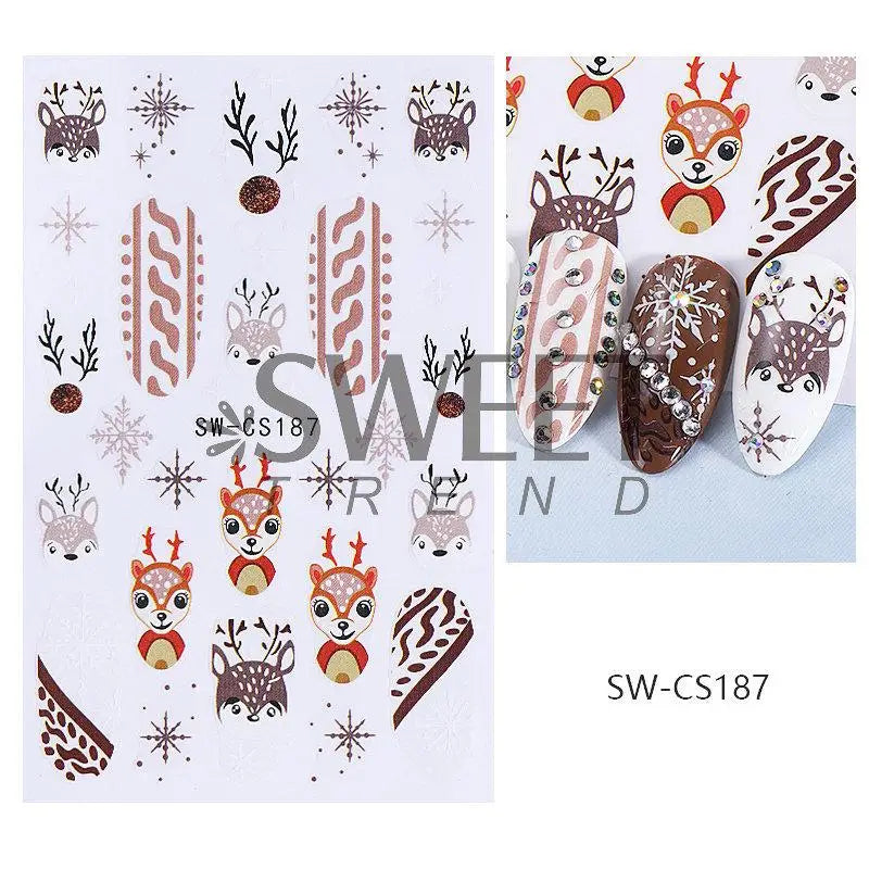 3D Christmas Cartoon Nail Art Sticker Decals