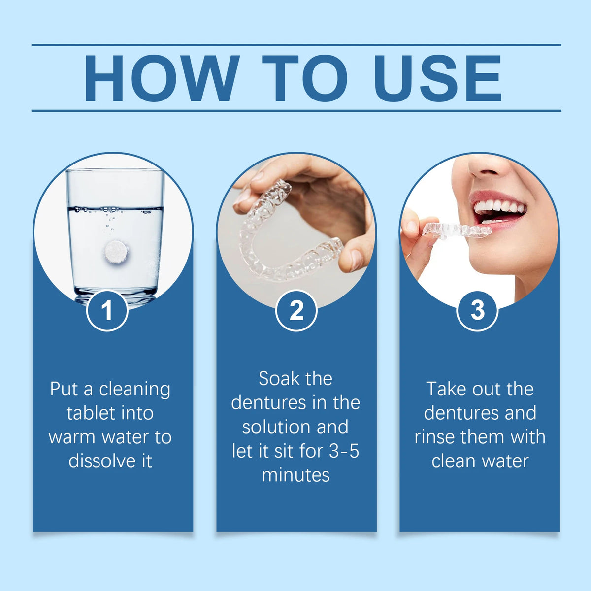 Effervescent Denture Cleaning Tablets for Retainers and Aligners