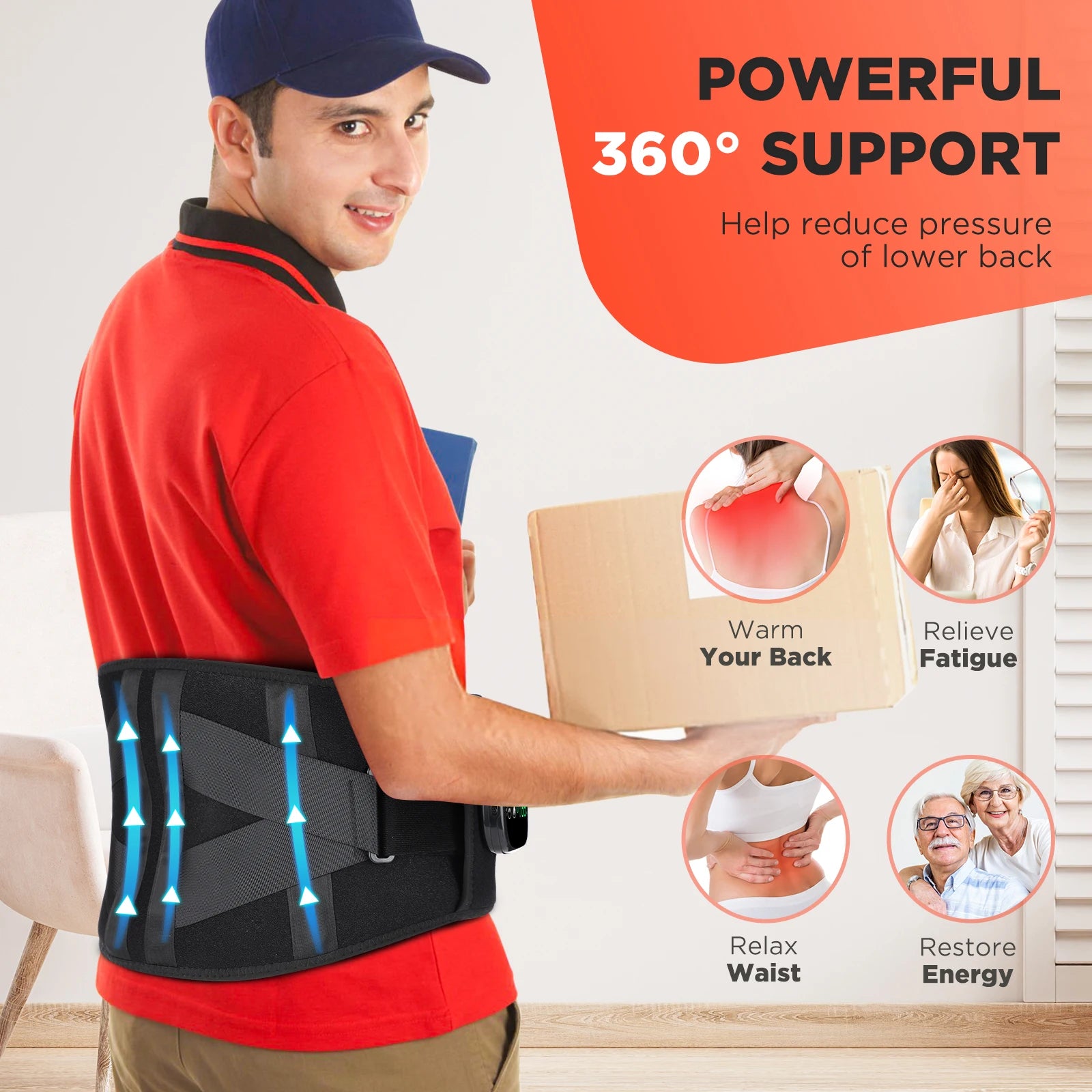 Cordless Heated Vibration Back Massage Belt - 10