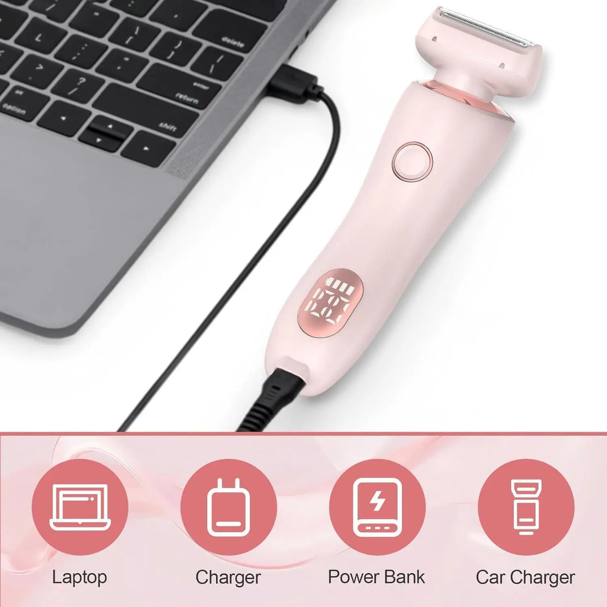 2-in-1 Electric Hair Shaver for Women - Painless Body & Face Trimmer