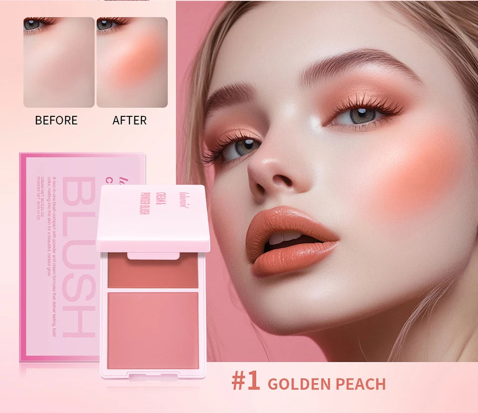 2-in-1 Cream and Powder Blush Palette for Long-Lasting Makeup