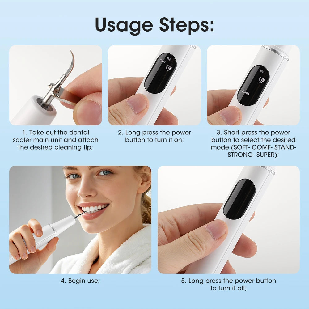 Ultrasonic Dental Scaler and Teeth Tartar Remover Kit - 13