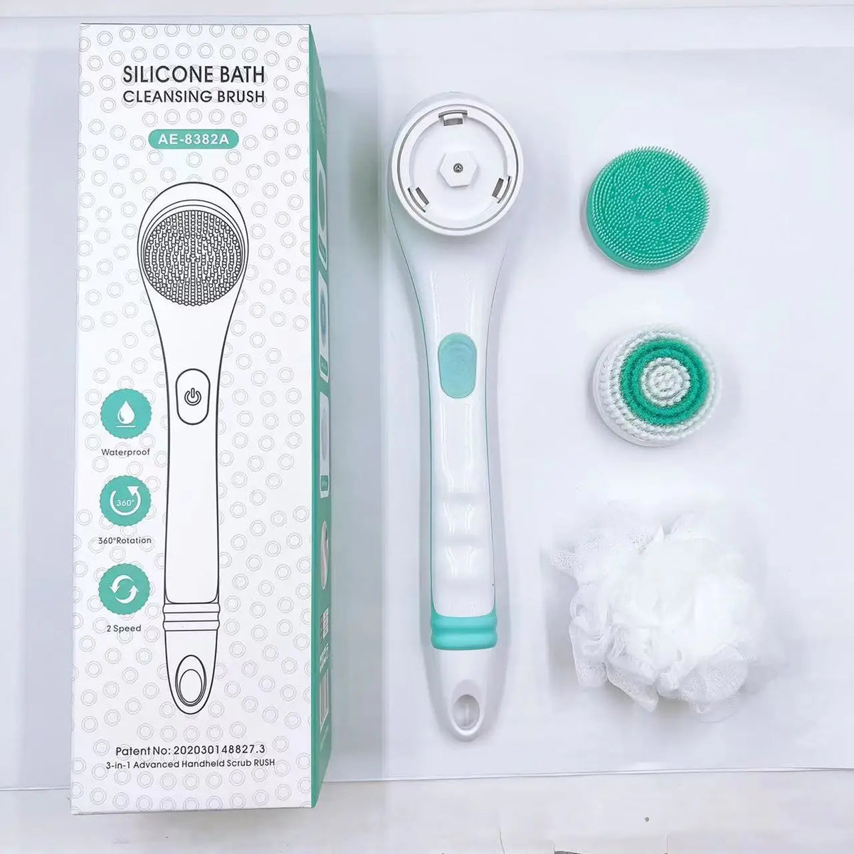 Electric Long Handle Bath Brush and Exfoliating Back Scrubber