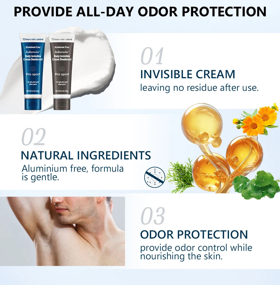 All-Day Invisible Body Deodorant Cream for Odor Control - 9